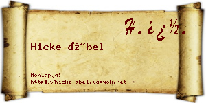 Hicke Ábel névjegykártya